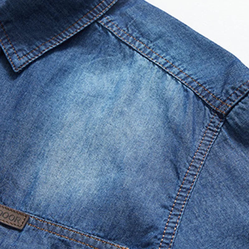 Eddie — Men’s Cotton Blend Denim Shirt with Chest Pockets