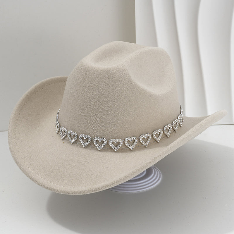 Amelia — Elegant Fedora Hat with Rhinestone Heart