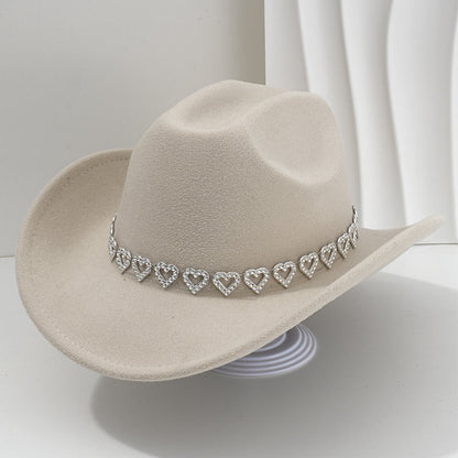 Amelia — Elegant Fedora Hat with Rhinestone Heart