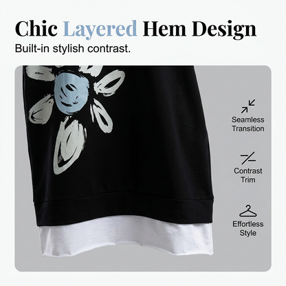 Heidi – Two-Piece Knitted Dress with Floral Pattern and Loose Fit