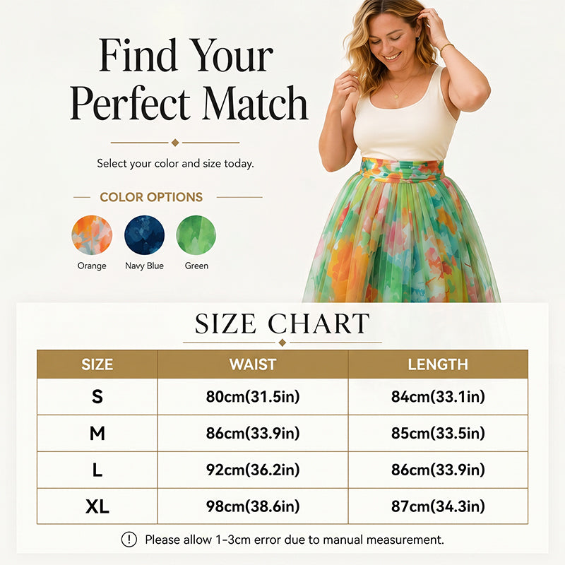 Liana — Women’s Hand-Painted Floral Tulle Skirt with Breathable Comfort