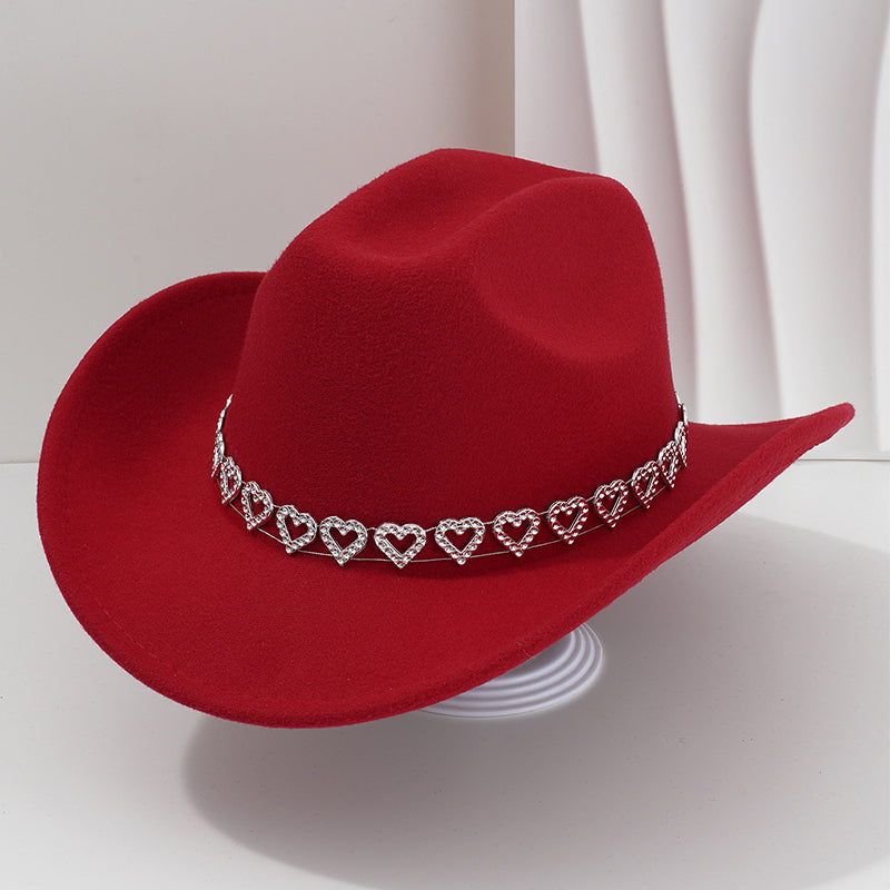 Amelia — Elegant Fedora Hat with Rhinestone Heart
