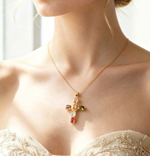 PrismAura Cross Necklace — Ignite Instant Glamour