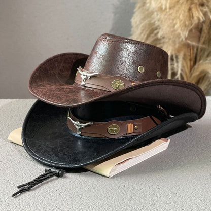 Laramie — Wide Brim Cowboy Hat with Adjustable Strap