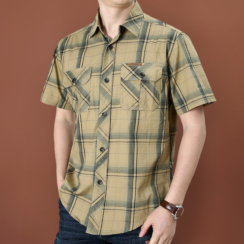 Emma – Short Sleeve Checkered Casual Shirt with Breathable Fabric