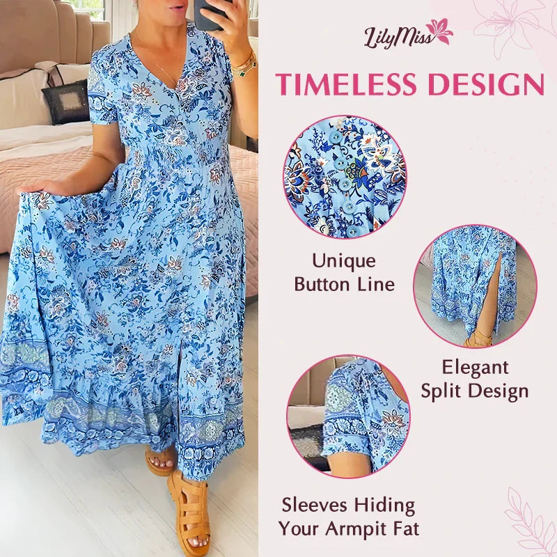 Isla – Flattering Summer Dress with V-Neckline Made of Stretch Cotton
