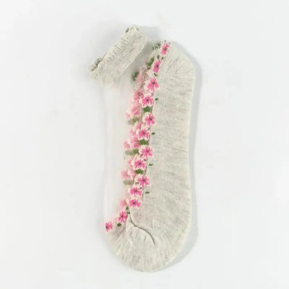 Sophia — Women's Socks with Floral Lace and Padded Comfort