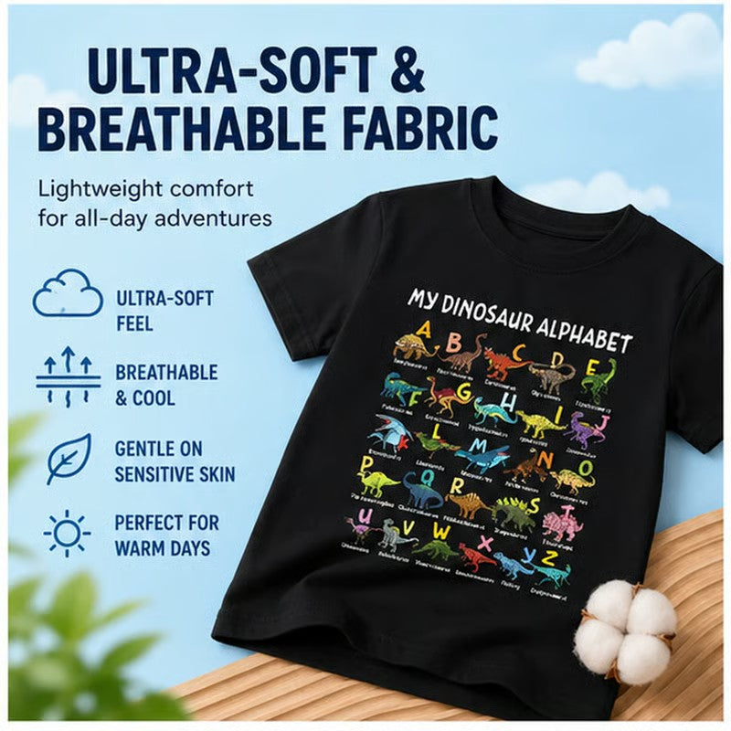 Dinosaur Alphabet Tee — Comfortable Learning Fun