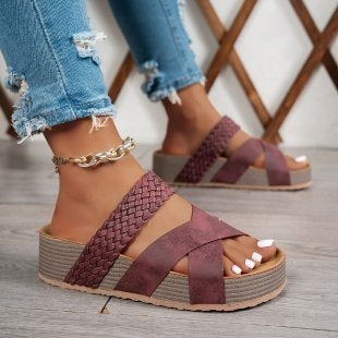 Heidi – Women's Sandals with Low Wedge Heel Made of PU for All-Day Comfort