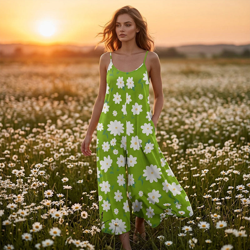 Leonie – Floral Jumpsuit with Pockets and Wide Leg Hem