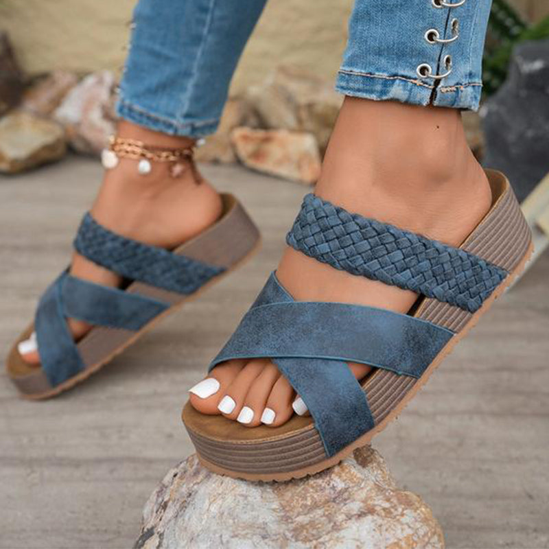 Heidi – Women's Sandals with Low Wedge Heel Made of PU for All-Day Comfort