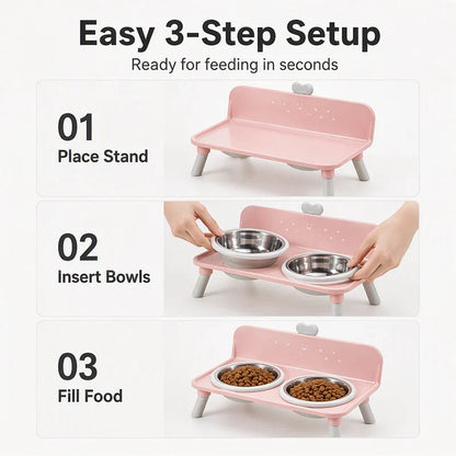 LuxPaw — Elevated Heart Pet Bowl Set | 50% OFF