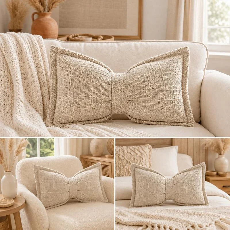 Bow Plush Throw Pillow — Cozy Elegance Instantly