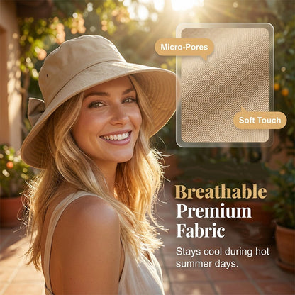 Sofia – Foldable Breathable Sun Hat with Feminine Ribbon Band