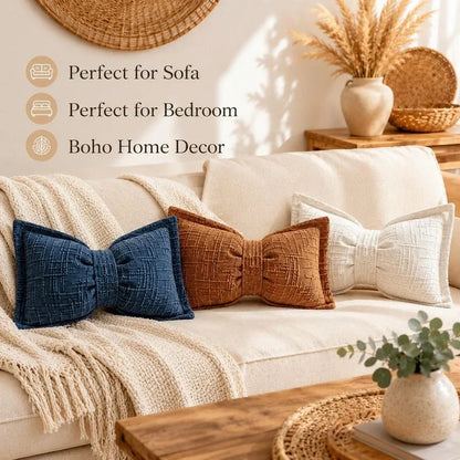 Bow Plush Throw Pillow — Cozy Elegance Instantly