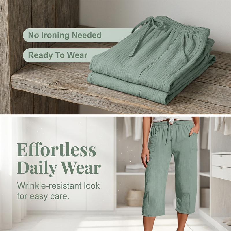 Ava – Lightweight pants made from a linen-cotton blend with adjustable waistband