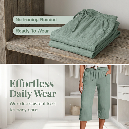 Ava – Lightweight pants made from a linen-cotton blend with adjustable waistband