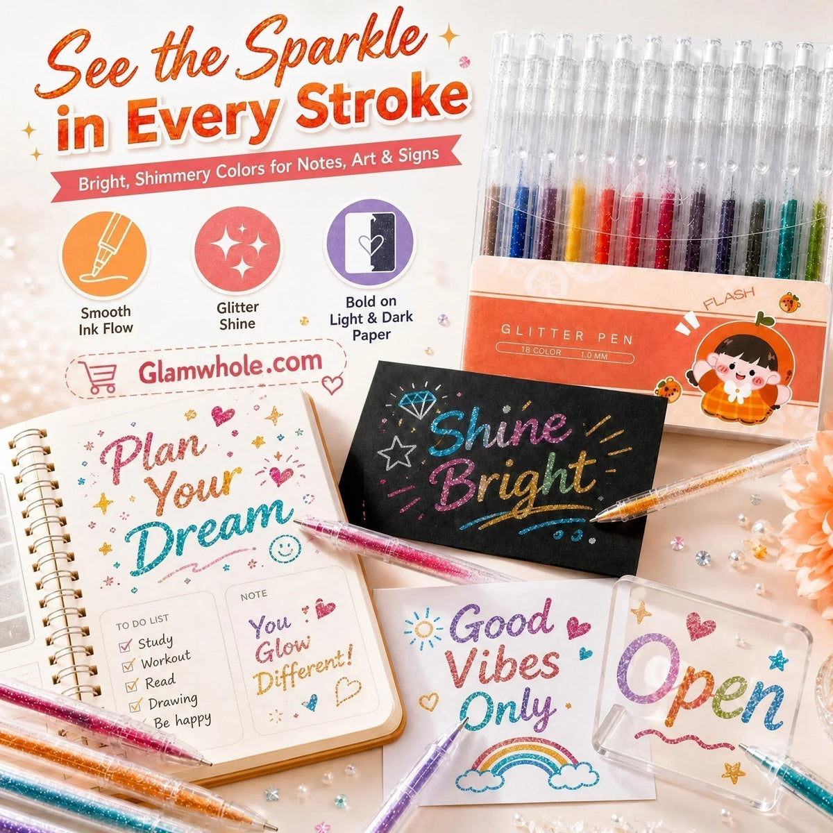 LusterScript Glow Gel Pens — Ignite Creativity Instantly