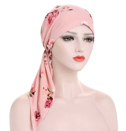 Ava — Floral Pre-Tied Headscarf with Soft Comfort