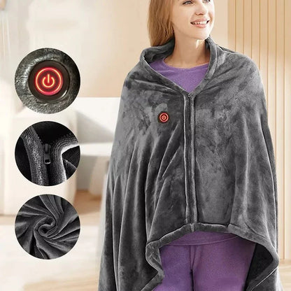 LumaComfort Heated Flannel Shawl — Cozy Warmth Anywhere