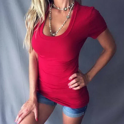 Sophia — Women's Summer Slim Top with Deep V-Neck