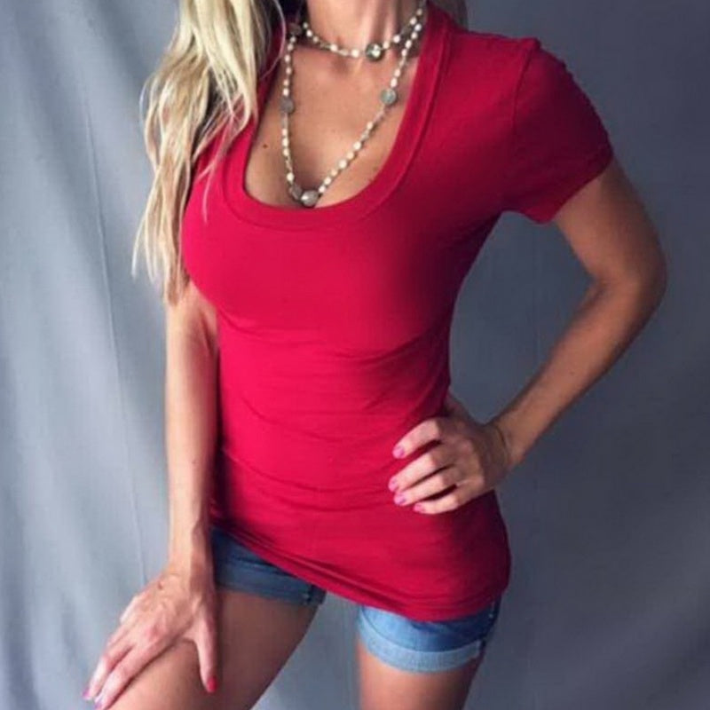 Sophia — Women's Summer Slim Top with Deep V-Neck