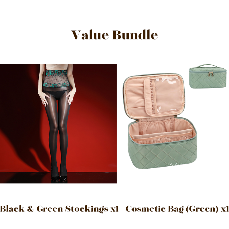Rose – High-waisted mesh stockings with 3D rose embroidery
