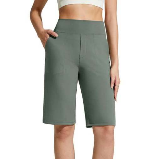 Nina — Women's High Waist Stretch Shorts with Deep Pockets