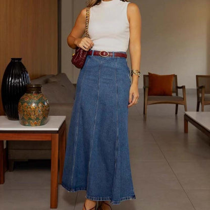 Elise — A-Line Denim Maxi Skirt | 50% OFF