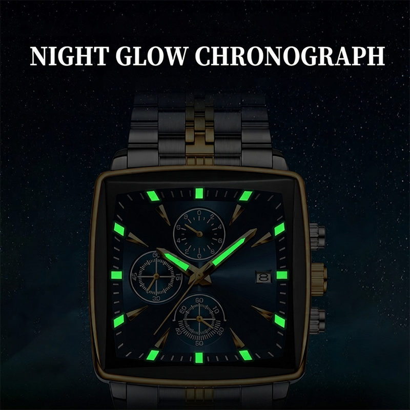 VeroLuxe Square Chronograph — Command Confidence Instantly