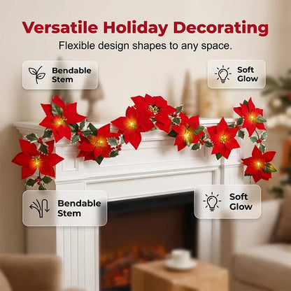 Poinsettia Light Garland — Spark Warm Holiday Magic