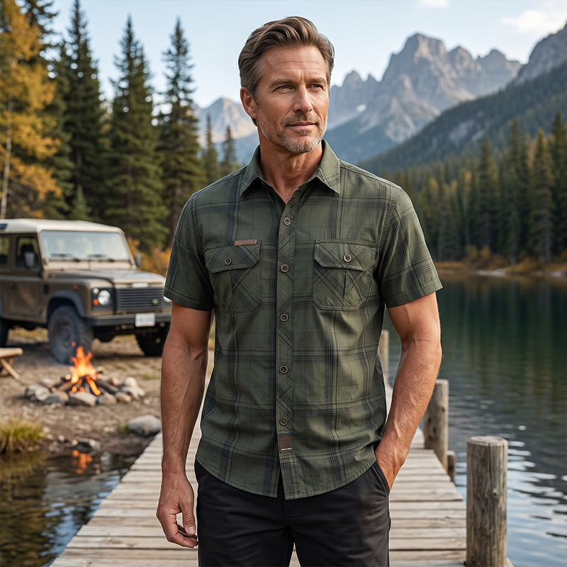 Emma – Short Sleeve Checkered Casual Shirt with Breathable Fabric