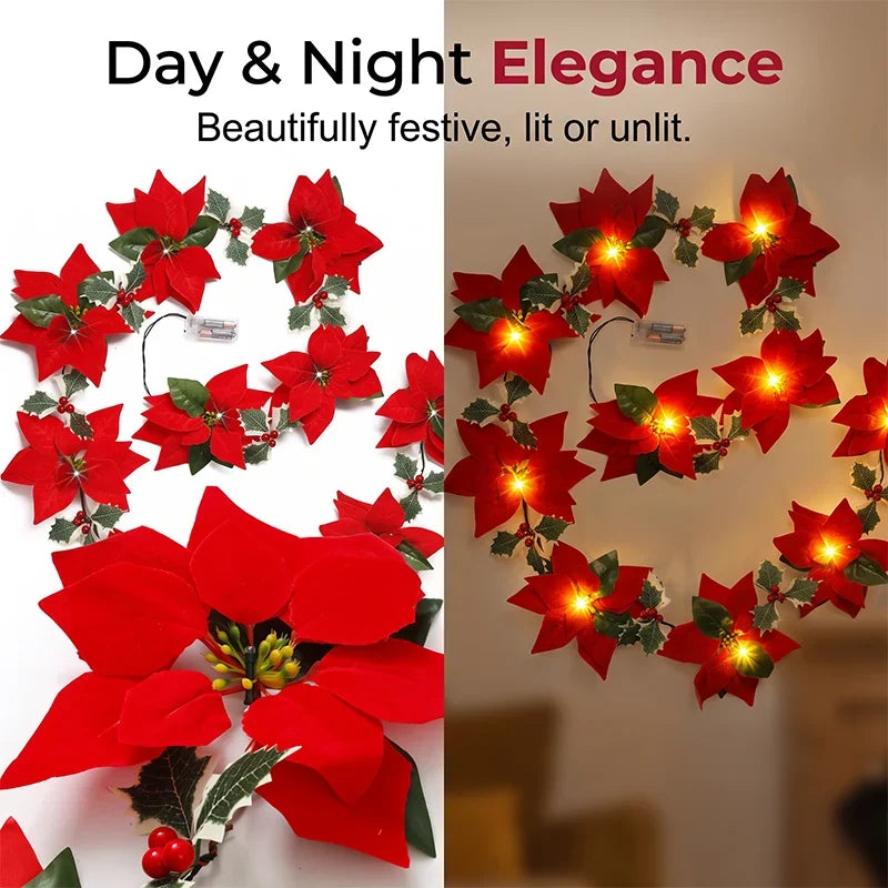 Poinsettia Light Garland — Spark Warm Holiday Magic