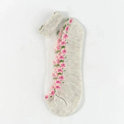 Lena — Floral Lace Stockings for Cool, Comfortable Feet