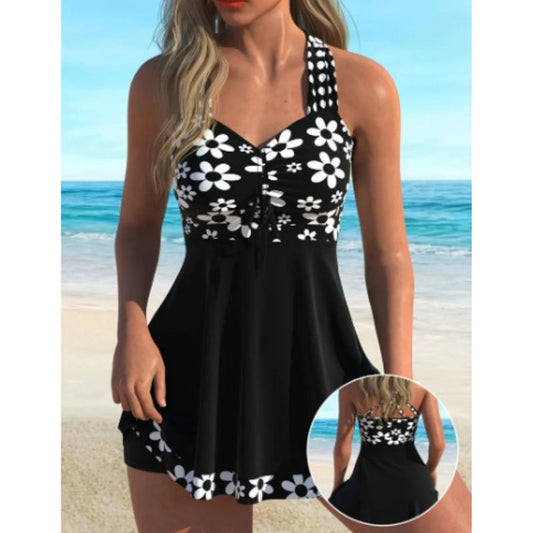 Lena – Women's Tankini with Floral Pattern and Adjustable Fit