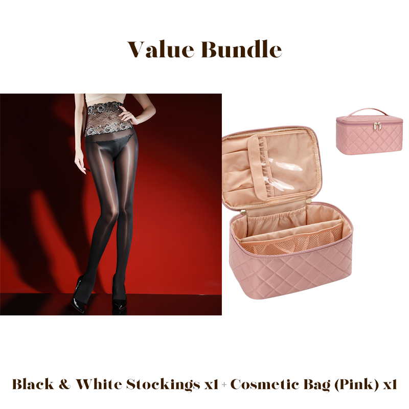 Rose – High-waisted mesh stockings with 3D rose embroidery