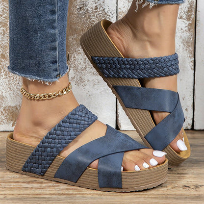 Heidi – Women's Sandals with Low Wedge Heel Made of PU for All-Day Comfort