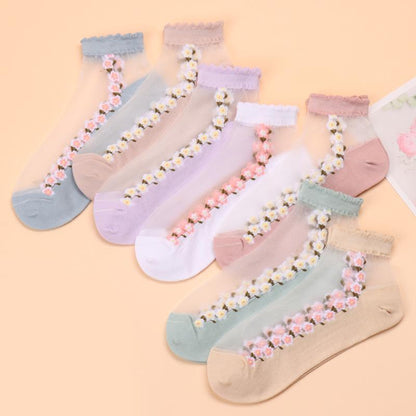 Sophia — Women's Socks with Floral Lace and Padded Comfort