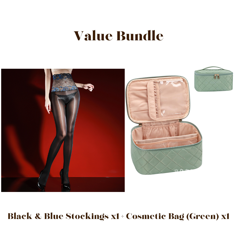 Rose – High-waisted mesh stockings with 3D rose embroidery
