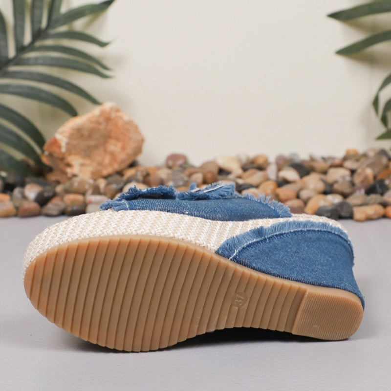 Lana – Breathable Denim Platform Sandals with 10 cm Heel