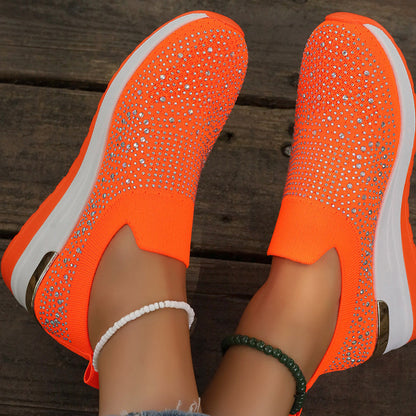 Luna – Breathable Slip-On Sneakers with Rhinestone Accents