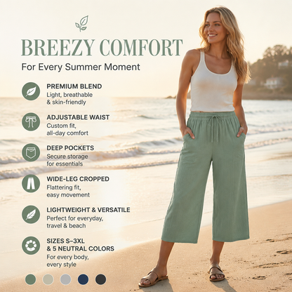 Ava – Lightweight pants made from a linen-cotton blend with adjustable waistband