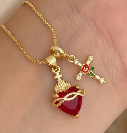 Amara – Double Pendant Necklace in Gold Finish with Adjustable Chain