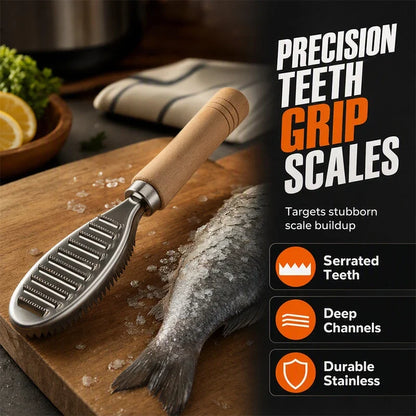 Wooden Fish Scaler — Fast, Easy, No-Slip Control