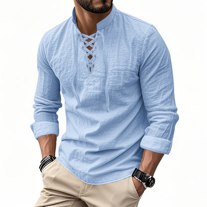 Jasper — Breathable Cotton Blend Shirt with Adjustable Neckline