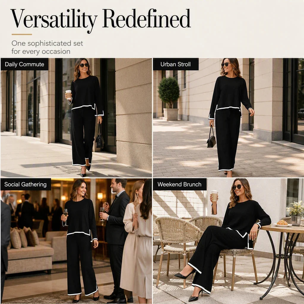 Elle — Women's Suit Set with Wide-Leg Pants for Elegance
