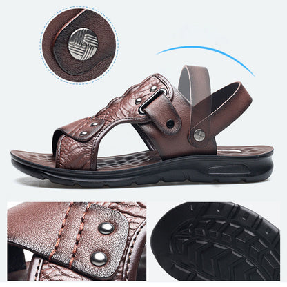 Noah – Men's Leather Sandals with Massage Footbed