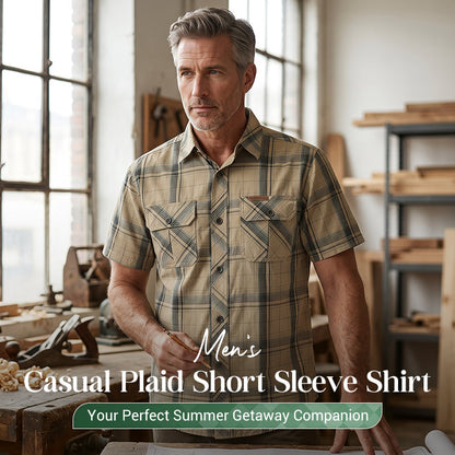 Emma – Short Sleeve Checkered Casual Shirt with Breathable Fabric