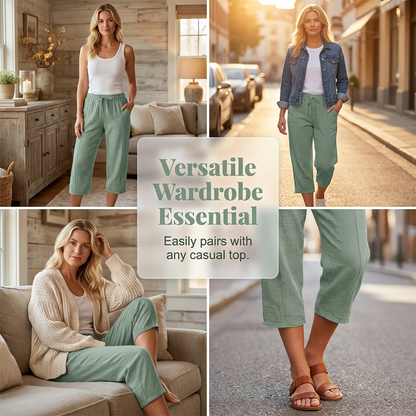 Ava – Lightweight pants made from a linen-cotton blend with adjustable waistband