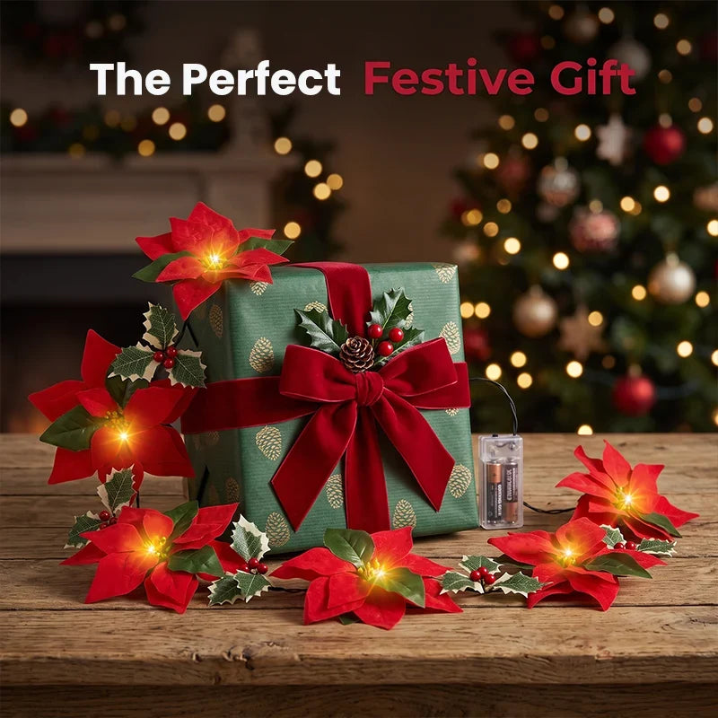 Poinsettia Light Garland — Spark Warm Holiday Magic